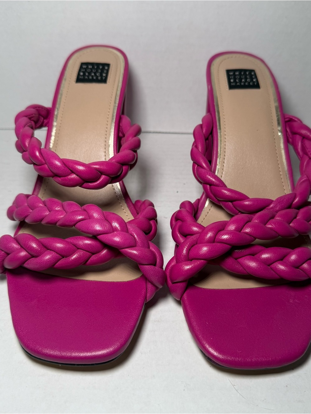 White House Black Market || Adalynn Braided Mid-Heel Mule Sandals Pink Size 8.5